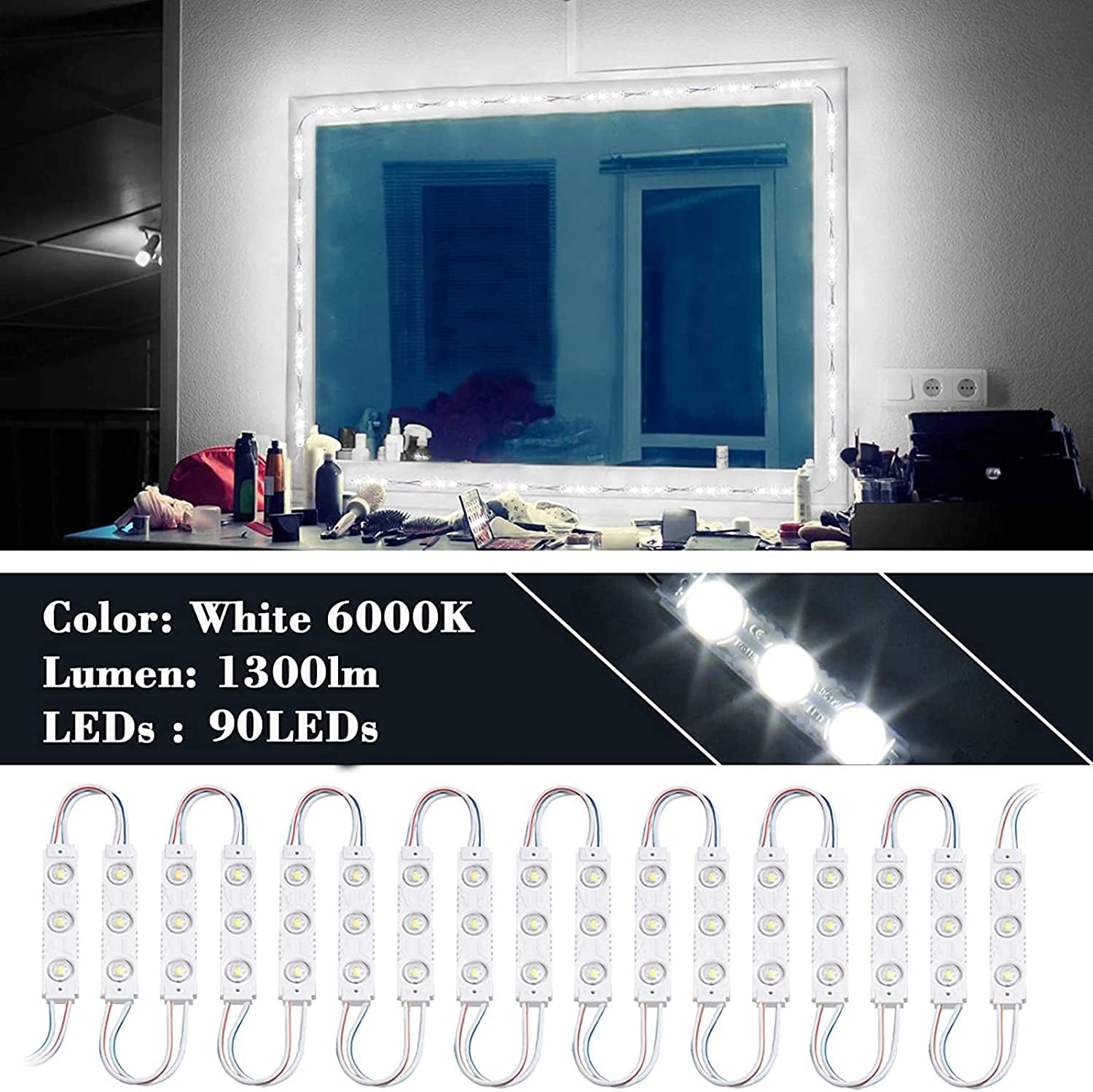 LED Vanity Mirror Lights with RF Remote (Mirror Not Included)