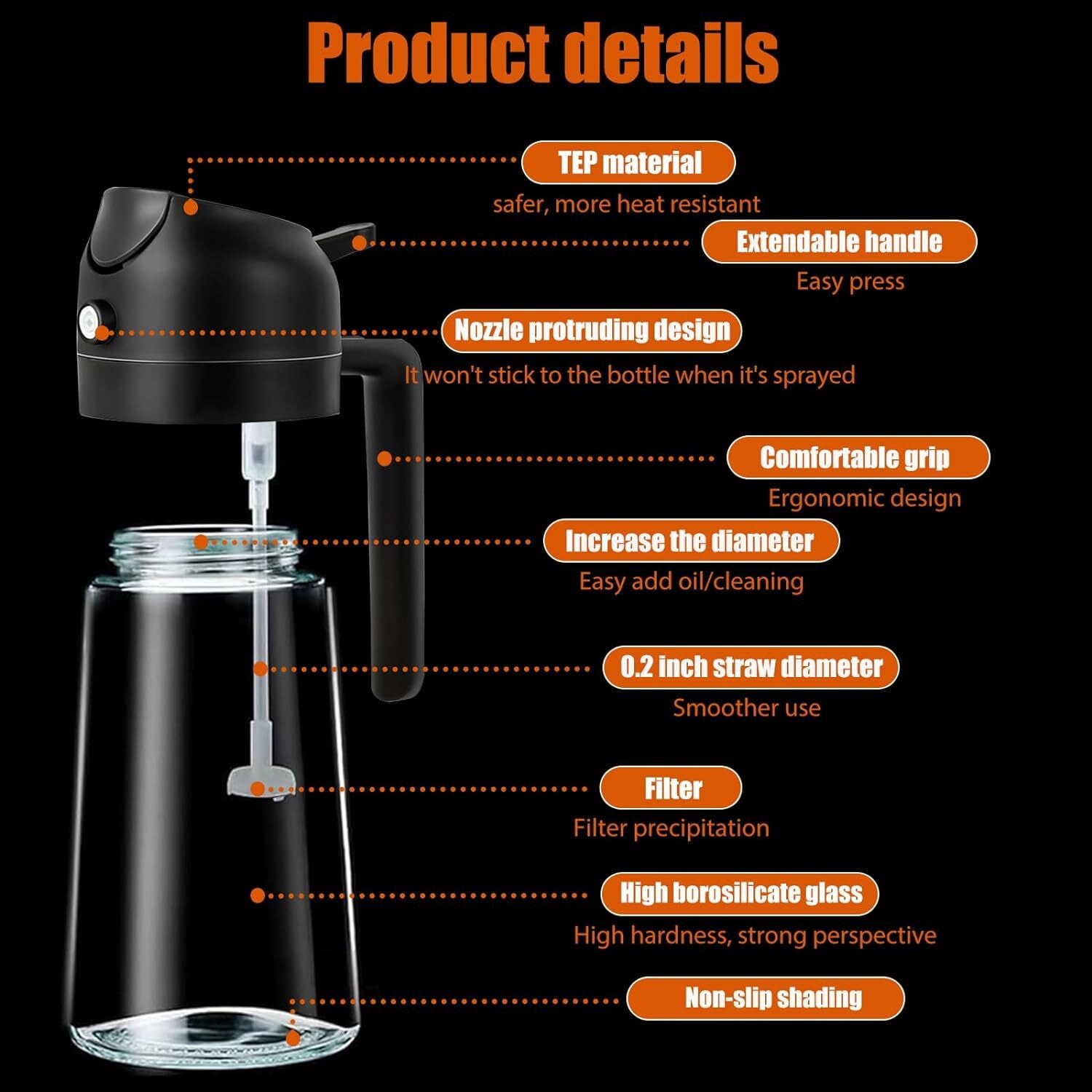 2-In-1  Oil Dispenser and Oil Spray Bottle 16 oz