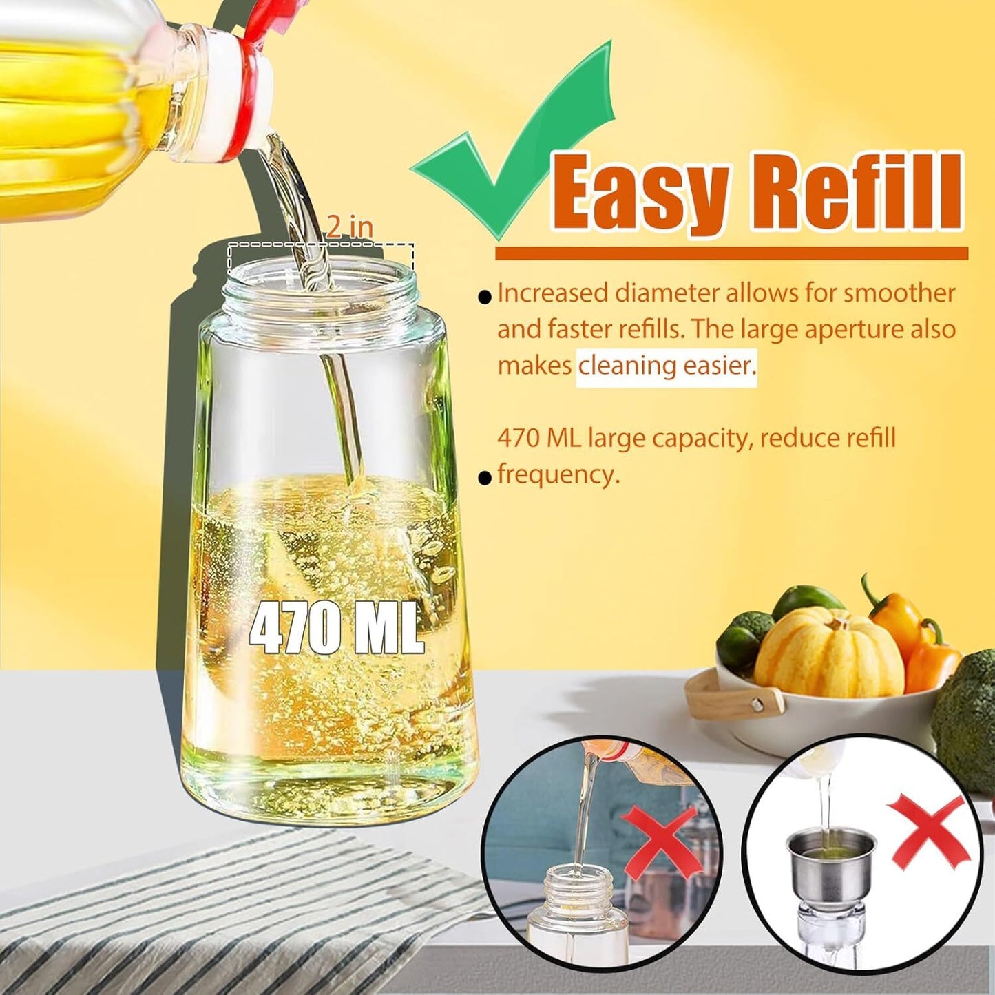2-In-1  Oil Dispenser and Oil Spray Bottle 16 oz