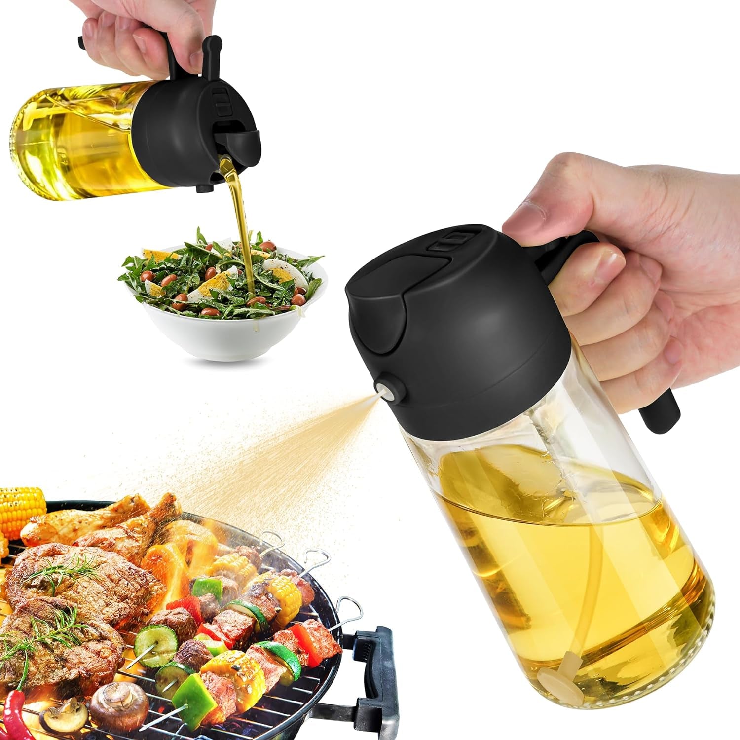 2-In-1  Oil Dispenser and Oil Spray Bottle 16 oz
