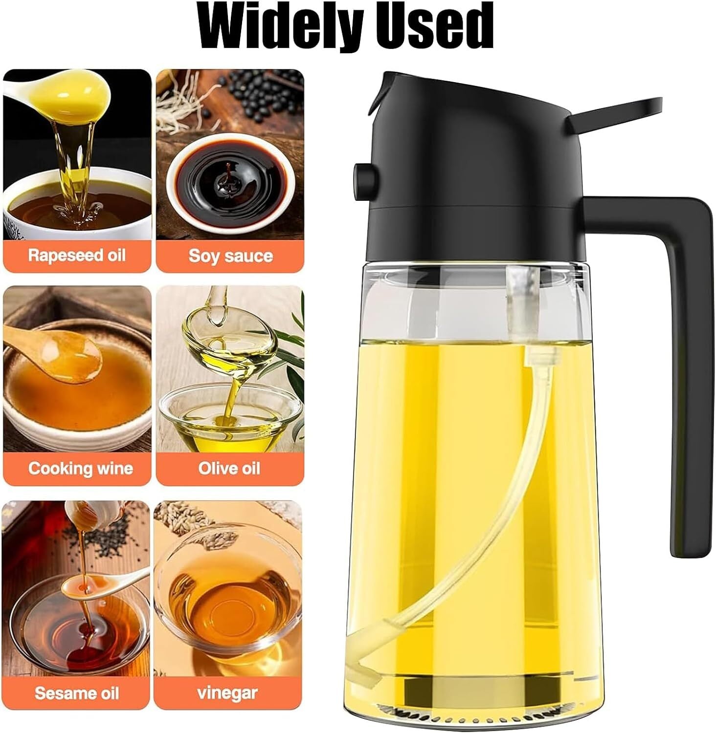 2-In-1  Oil Dispenser and Oil Spray Bottle 16 oz